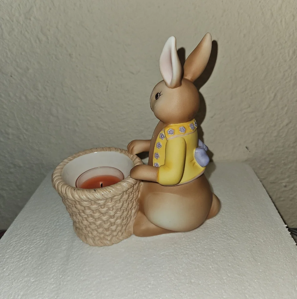 PartyLite Easter Bunny Bertie & Bea Votive Candle Holder Holiday Table Decor Set - Picture 5 of 13